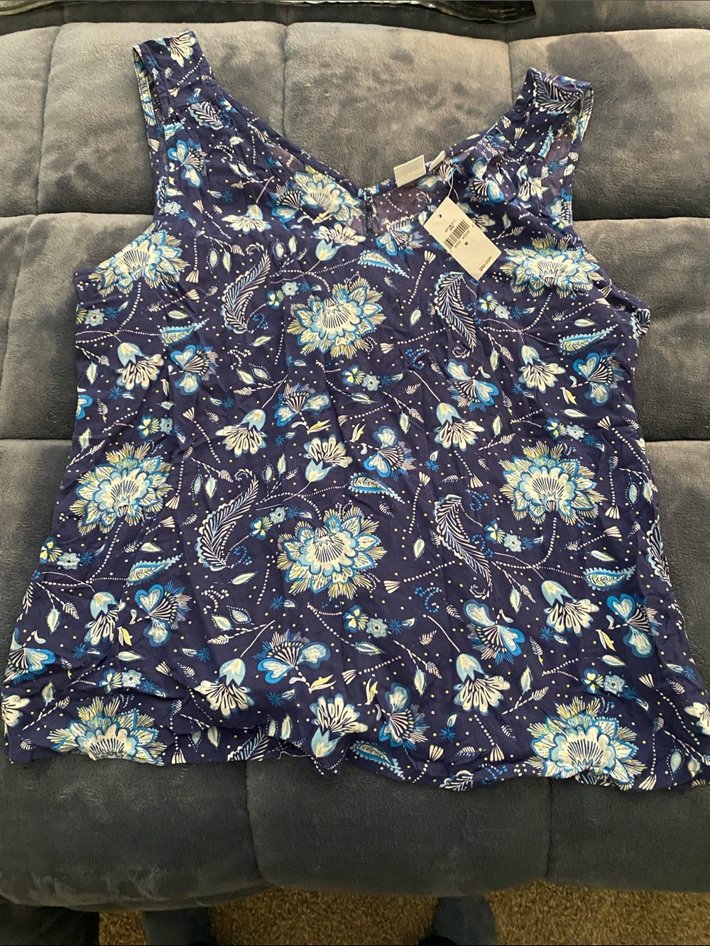 GAP Navy Blue Floral Tank Top